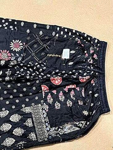 KRAAFTY Patchwork Harem Pants with Side Pocket, Unisex Rayon Hippie Boho Pant, Super Comfy, Elastic Ankles Closure, Festival Clothing, Harem Pant for Yoga, Casual Wear, Plus Pink in Kuwait