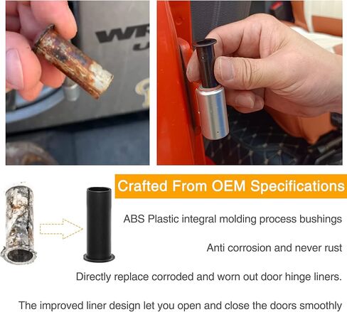 أدلة دبوس الباب وأداة إزالة جلبة الباب لسيارة جيب رانجلر JK JKU JL JLU Sports Sahara Freedom Rubicon Unlimited & Gladiator JT 2/4-Door 2007-2021 بطانات أدلة مسامير مفصلية من الفولاذ المقاوم للصدأ (16 قطعة) in Kuwait