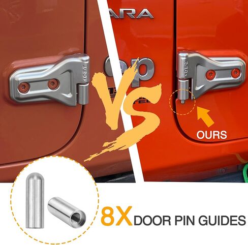 أدلة دبوس الباب وأداة إزالة جلبة الباب لسيارة جيب رانجلر JK JKU JL JLU Sports Sahara Freedom Rubicon Unlimited & Gladiator JT 2/4-Door 2007-2021 بطانات أدلة مسامير مفصلية من الفولاذ المقاوم للصدأ (16 قطعة) in Kuwait