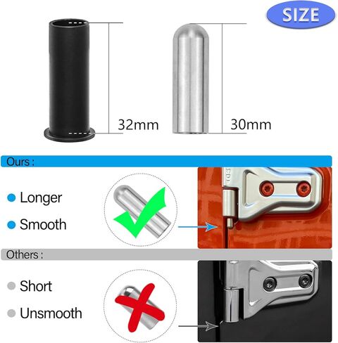 أدلة دبوس الباب وأداة إزالة جلبة الباب لسيارة جيب رانجلر JK JKU JL JLU Sports Sahara Freedom Rubicon Unlimited & Gladiator JT 2/4-Door 2007-2021 بطانات أدلة مسامير مفصلية من الفولاذ المقاوم للصدأ (16 قطعة) in Kuwait