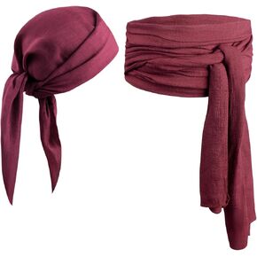 Pirate Costume Head Scarf Wraps Sash Belt Waist Bandana Pirate Headband for Men Women Halloween Costume Accessories,Red Wine