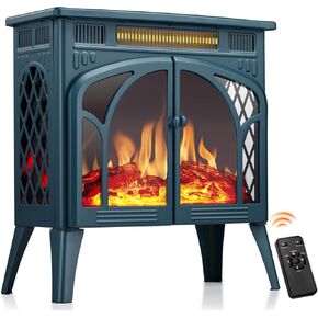 R.W.FLAME Electric Fireplace Heater 25" with Remote, Cathedral Stylish, Different Flame Effects and Log Set Colors, Adjustable Brightness and Heating Mode, Overheating Safe Design, Beige