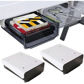 Self-adhesive Under Desk Drawer, 2 Packs Table Hidden Organizer Slide Out Large Storage Desktop Pencil Tray for Office Home School Kitchen (Black)