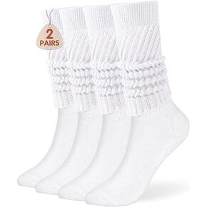 2 Pairs Slouch Socks for Women, Soft Extra Long Chunky Scrunch Knee High Sock Winter Knit Slouchy Socks leg warmmers in Kuwait