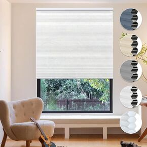 HOMEDEMO Cellular Shades Cordless, Blackout Shades Cordless for Indoor Windows, Noise Reduction, Easy to Install, Honeycomb Window Blinds, Shades for Indoor Windows,27" W x 64" H Grey