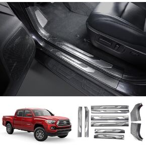 10 قطع واقي عتبة باب السيارة لسيارة تويوتا تاكوما - واقيات دخول الباب من الفولاذ المقاوم للصدأ وبلاستيك ABS الفاخر لسيارة تويوتا تاكوما 2016-2023 - سهلة التركيب، مقاومة للخدش، مقاومة للماء in Saudi Arabia