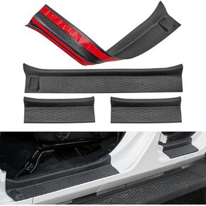 JOYTUTUS Door Sill Guards Compatible with Gladiator JT Wrangler JL 4 Doors, Black Door Sill Protectors Entry Guards 4 Door Gladiator Accessories, Entry Scuff Plate Cover (4Pcs Set)