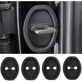 4PCS Door Latch Lock Cover,Silicone Door Latch Guard Car Decorations&Protects Door Latches,Universal Self-Adhesive Door Lock Latch Protector Car Accessories for Most Vehicles (Black)