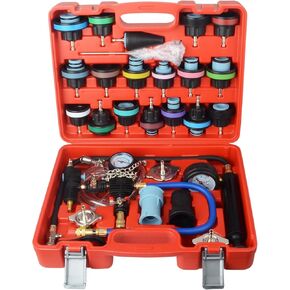 28pcs Universal Radiator Pressure Tester Kit, coolant Pressure Tester Set coolant Vacuum Refill Tool for Cooling System (Red)