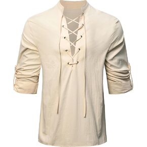 Renaissance Shirt Men Long Sleeve Mediveal Viking Victorian Celtic Halloween Costume Shirt Top