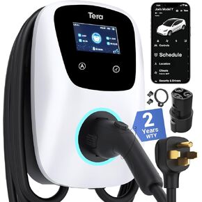 Tera شاحن السيارة الكهربائية سلكي: لمحطة شحن منزلية Tesla J1772 EVs ETL المستوى 2 48 40 أمبير 240 فولت مع جدول أمبير الإعداد اليدوي على الوحدة NEMA 14-50 كابل 25 قدم in Kuwait