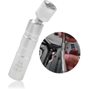 14mm Spark Plug Socket,Magnetic Spark Plug Socket with 12 Point & 3/8" Drive,360° Swivel 14mm Thin Wall Spark Plug Socket Automotive Tools Compatible with BMW Mercedes-Benz Nissan