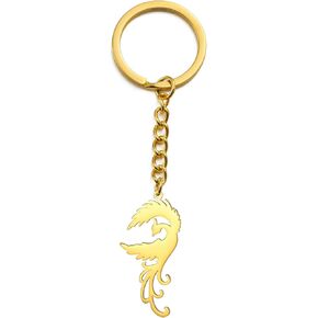 سلسلة مفاتيح kkjoy Phoenix Rebirth من الفولاذ المقاوم للصدأ قلادة على شكل حيوان أسطوري على شكل طائر كيرينغ ومحفظة إكسسوارات للنساء