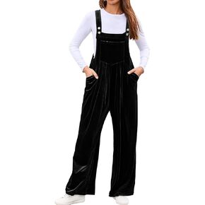 BerryGo Casual Velvet Sleeveless Loose Jumpsuits Dressy One Piece Wide Leg Overalls Long Pant Rompers For Women