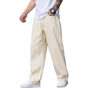 Verdusa Men's Loose Jeans High Waist Wide Leg Baggy Denim Pants