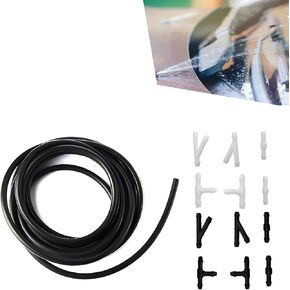12 PCS Car Front Windshield Cleaning Kit, 13.12Ft Flexible Cleaning Hose with I-type/Y-type/T-type Connector, Modification Replacement Accessories, Compatible with Most Car Models (Black)