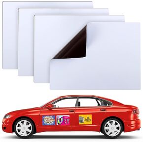 4 Pack Round Cornered Blank Car Magnet- 15.7" × 11.8" 27.6mil Flexible Car Blank Magnetic Sign Car Magnet Sheets DIY Business Sign for Vehicle Door Advertising Business Preventing Scratches Dents