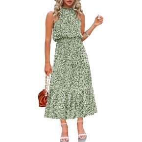 Chang Yun Maxi Summer Dresses for Women Halter Sleeveless Floral Boho Sun Vacation Outfits Long Wedding Guest Dress