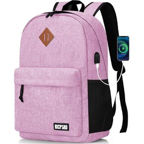 Lightweight Black Backpack for Men Women, School Backpack for Boys Girls Teens, 15.6 Inch Laptop Daily Use back pack with USB Charger, College High School Bookbag for Student Notebook Bag,Daypack Gift