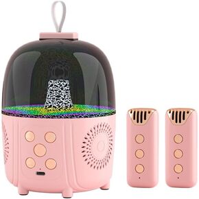 Bluetooth Karaoke Machine with 2 Wireless Microphones Set | RGB Glaze LED Effect Rechargeable Speaker | Lightweight & Portable Handheld Mini Mic Hidden Design Gift for Kids