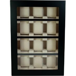 12 Piece Black Wood Watch Display Wall Hanging Case and Storage Organizer Box and Stand for Oversized Watches