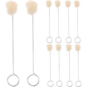 TEHAUX 10pcs Wool Daubers Ball Brush, Shoe Polish Applicator Dauber Leather Kit Leather Dying Brush Leather Dying Tools Leather Tooling Leather DIY Crafts Brush Wool Daubers for Leather Dye