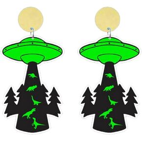 coadipress Astronaut Earrings for Women Girls Unique Cute White Acrylic Cartoon Astro Space Star Planet Dangle Drop Spaceman Earrings