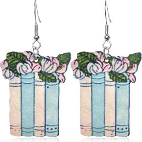 Bohemian Vintage Big Wooden Artist Double-sided Printing Paint Brush Dangle Drop Earrings Paint Palette Charm Earrings Colorful Painter Jewelry for Women Girls Artist Gift Art Teacher Gifts