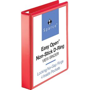 Business Source Sparco 26980 D-Ring View Binder, 1-1/2-Inch Capacity,11-Inch x8-1/2-Inch,Red