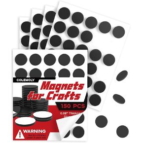 Magnet Dots Round Magnetic with Adhesive Backing, Peel and Stick Magnets Sheets for Home, School, Office, Crafts, DIY, Art Projects, 150 PCS (0.8’’ x 0.8’’ x 0.08’’)
