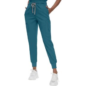 Scrub Pants for Women Tapered Leg Elastic Drawstring Waist Professional Medical Scrubs Joggers with Pockets