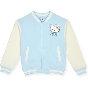 Hello Kitty Girls Varsity Jacket - Button Front Letterman Girls Bomber Jacket for Kids