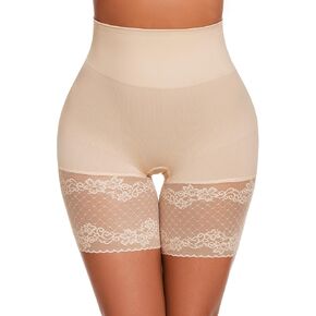 Lace Slip Shorts for Under Dresses Tummy Control Butt Lifter High Waisted Under Shorts Seamless Bodyshorts Shapewear