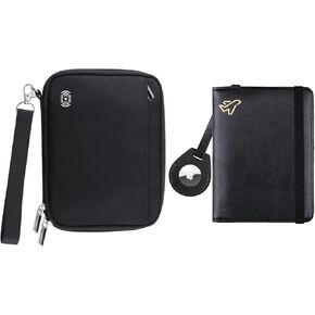 WALNEW Travel Accessories Bundle | Passport Holder for 4& AirTag Passport Holder | Passport Book Wallet Cover Case | RFID Blocking Passport Holder with AirTag Holder