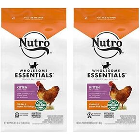 NUTRO WHOLESOME ESSENTIALS Kitten Natural Dry Cat Food for Early Development Farm-Raised Chicken & Brown Rice Recipe, 3 lb. Bag