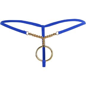 Mens Underwear Metal O-Rings T Back Thongs G-String Low Rise Bikini Shorts