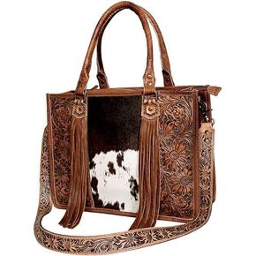 American Darling Briefcase Bag Hair On Genuine Leather Western Women Bag Handbag Purse | Briefcase Bag for Women | ADBG230BKW