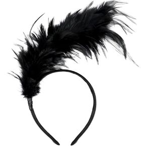 Black Halloween Feather Headwear,Fascinator with Feather Carnival Headwear Feather Head Jewelry for Wedding Halloween Christmas Party