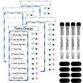 2 Pcs Chore Chart for Kids: Dry Erase My Chores Slider Chart, Magnetic Visual Schedule for Fridge, Kids Daily Checklist - ADHD Tools: to Do List and Routine Chart for Multiple Kids (Rainbow 2-pack)