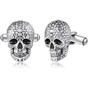 Skull Cufflinks for Men Sterling Silver Skull Cuff Links Skull Jewelry for Men