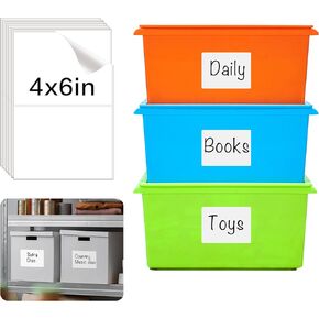 160 Pcs Removable Labels for Storage Bins - 6 X 4 inch, Tear Resistant & No Residue, Matte White Blank Box Labels for Home, School & Business Organization.