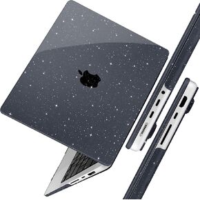 TWOLSKOO Compatible with M4 MacBook Pro 14 inch Case 2024-2021 Release Chip Models M4 M3 M2 M1 Pro Max, Protective & Ultra Thin Armor Plastic Hard Shell Cover with Type C Adapter, Matte Clear