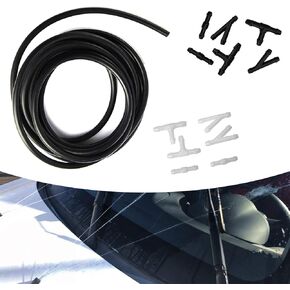 Pack-12 Car Windshield Washer Hose Kit, 13Ft Elastic Rubber Cleaning Hose with T-type/I-type/Y-type Connector, Multi-functional Replacement Accessories, Suitable for Most Cars (Black)
