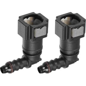 Car Fuel Line Hose Quick Release Connector 90 Degree 5/16" 7.89mm SAE to 3/16" 4mm Disconnect Hose Plastic Gray (Set of 2)