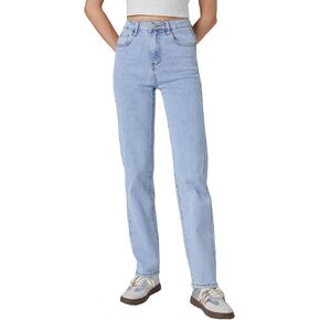 Womens Straight Leg Jeans High Rise Slim Fit and Tummy Control Denim Pants