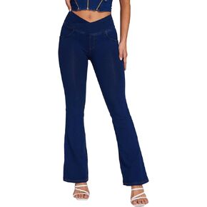 YOFIT Women Flare Jeans High Waisted Bell Bottom Jeans Crossover Leggings Pants with Pockets