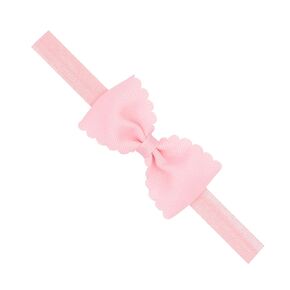 Wee Ones Girls' Small Crosgrain Scalloped Edge Hair Bowtie on Elastic Band, Light Pink, 0-6 Months