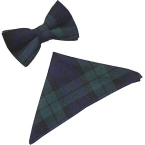 Men's Black Watch Scottish Tartan Bow Tie & Hanky Set