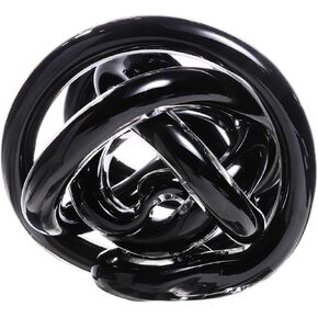Luxury Lane Hand Blown Infinity Knot Sommerso Art Orbit Glass Ball for Home Decor 6 inch Tall Centerpiece Table Decoration White Gold