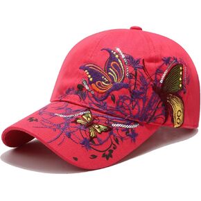 Women's Adjustable Trucker Hat Cute Trendy Embroidered Butterfly Baseball Cap